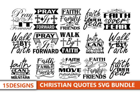 15 Christian Quotes Designs Bundle for Crafters