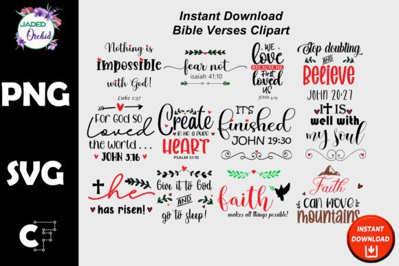 Christian Bible Verses Clipart for Branding & Crafts