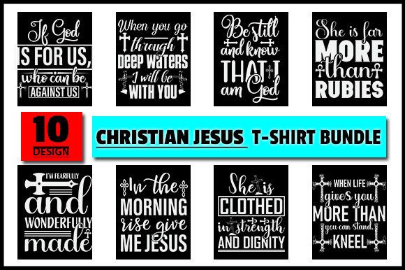 Christian Jesus T-shirt Design Bundle for Crafts